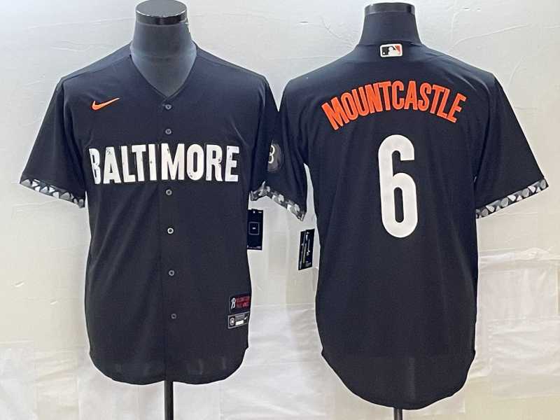 Mens Baltimore Orioles #6 Ryan Mountcastle Black 2023 City Connect Cool Base Stitched Jersey